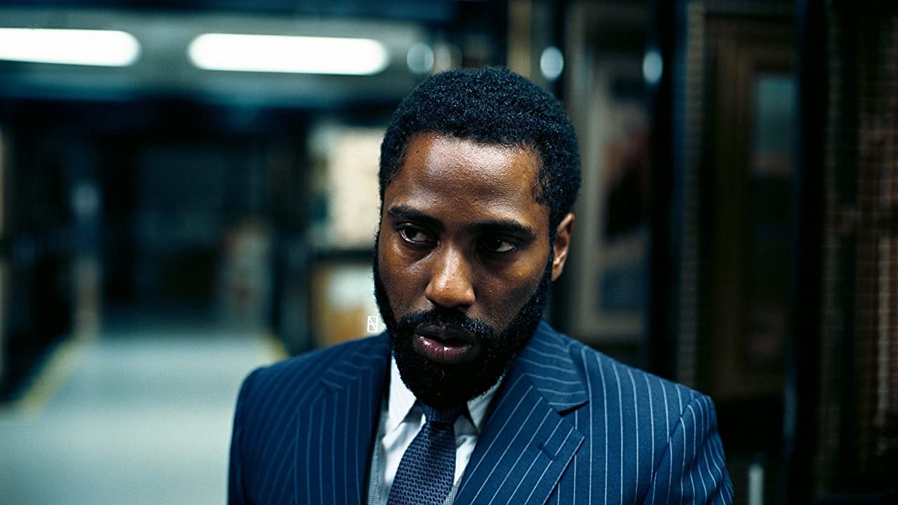 What was that you said again? John David Washington in Tenet.